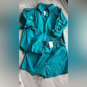 H&M Teal shirt and short Set